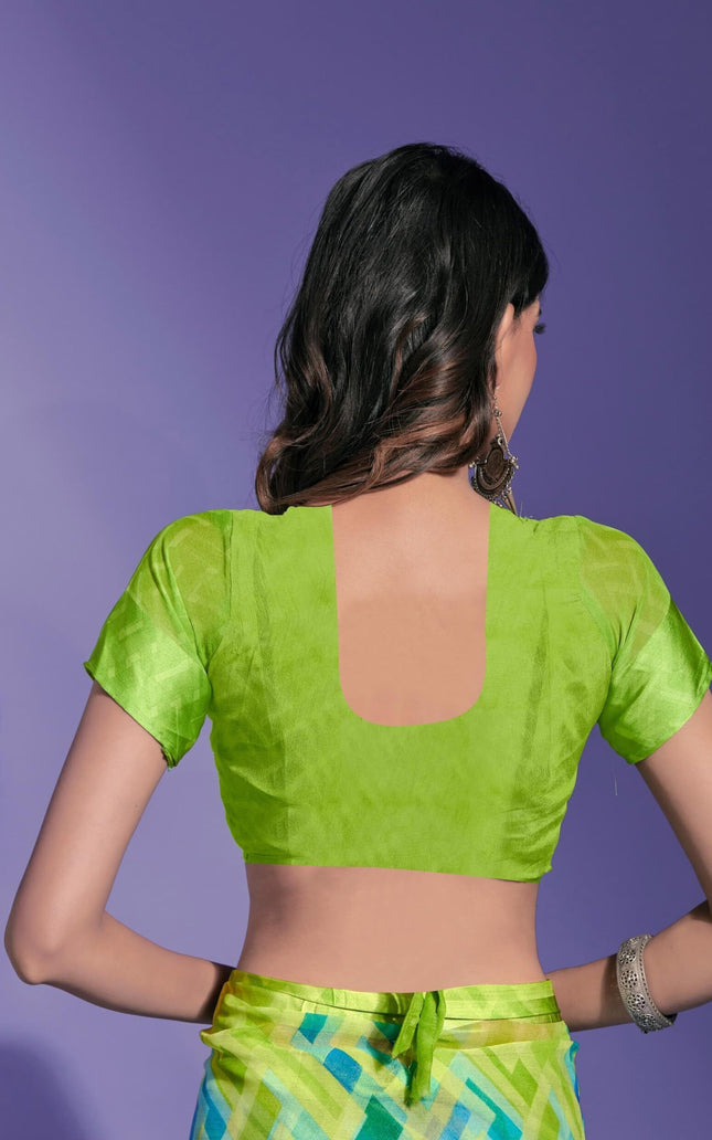 Geometric Print Daily Wear Chiffon Saree (Multicolor)