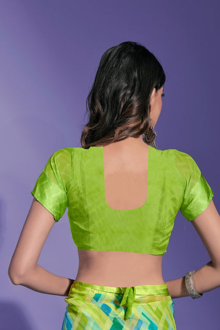 Geometric Print Daily Wear Chiffon Saree (Multicolor)