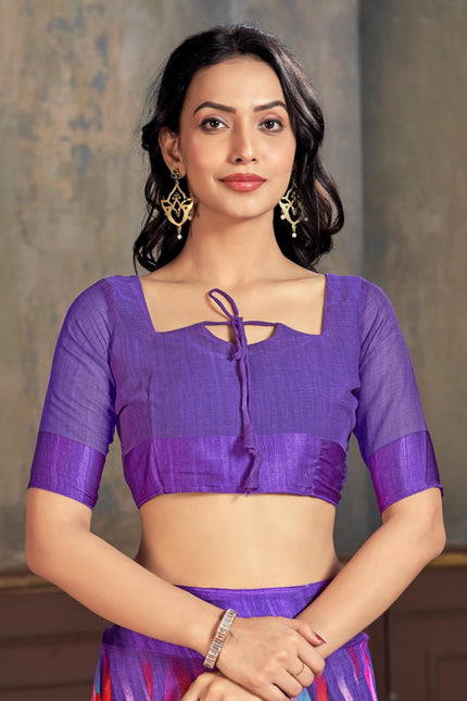 Printed Daily Wear Chiffon Saree (Purple)