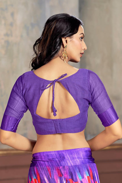 Printed Daily Wear Chiffon Saree (Purple)