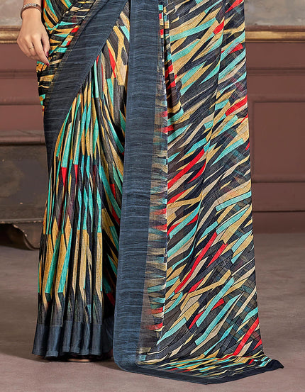 Printed Daily Wear Chiffon Saree (Multicolor)