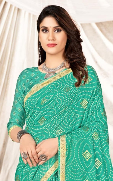 Geometric Print Daily Wear Chiffon Saree (Multicolor)