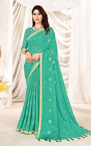 Geometric Print Daily Wear Chiffon Saree (Multicolor)