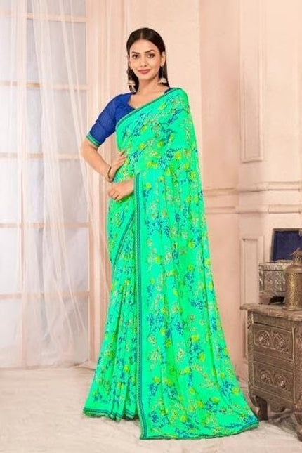 Embroidered Georgette Saree with Designer Embroidery Border