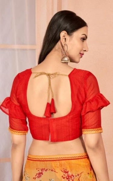 Floral Print, Graphic Print Kalamkari Chiffon, Lace Saree (Green)