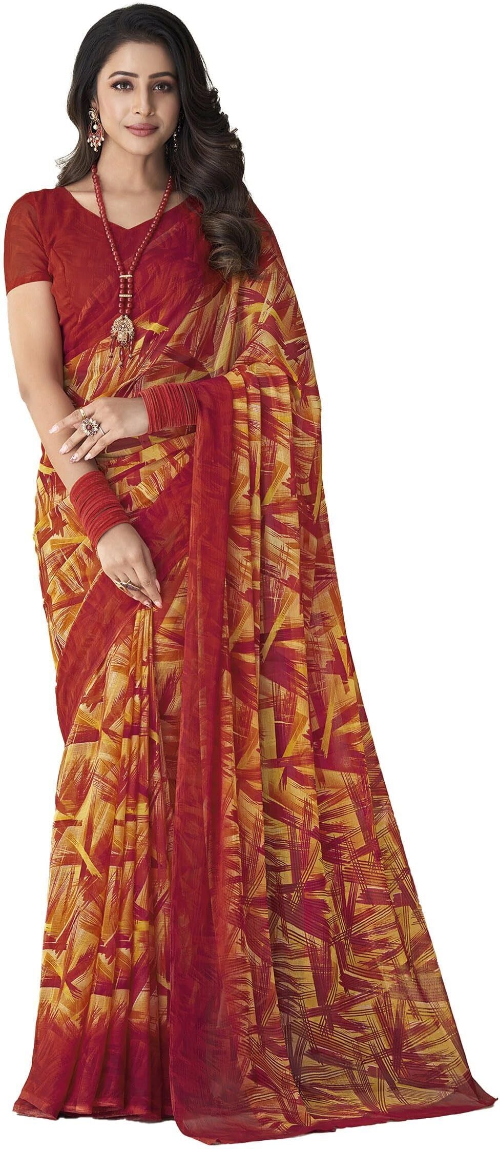 Geometric Print, Graphic Print Bollywood Chiffon, Georgette Saree (Grey & Purple)
