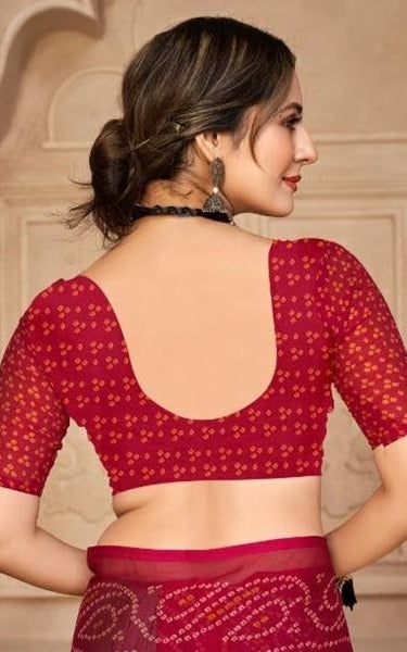 Graphic Print, Printed Bollywood Chiffon, Georgette Saree (Pink)