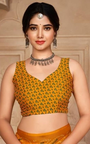 Graphic Print, Printed Bollywood Chiffon, Georgette Saree (Yellow)