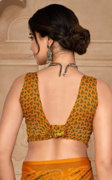 Graphic Print, Printed Bollywood Chiffon, Georgette Saree (Yellow)