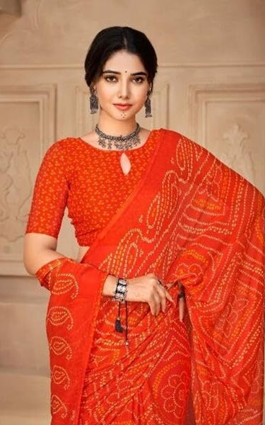 Graphic Print, Printed Bollywood Chiffon, Georgette Saree (Maroon)