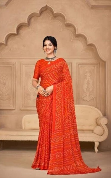 Graphic Print, Printed Bollywood Chiffon, Georgette Saree (Maroon)