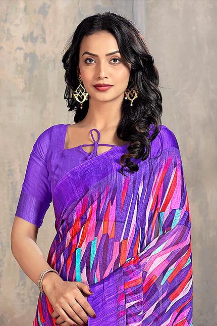 Printed Daily Wear Chiffon Saree (Multicolor)