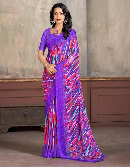 Printed Daily Wear Chiffon Saree (Multicolor)