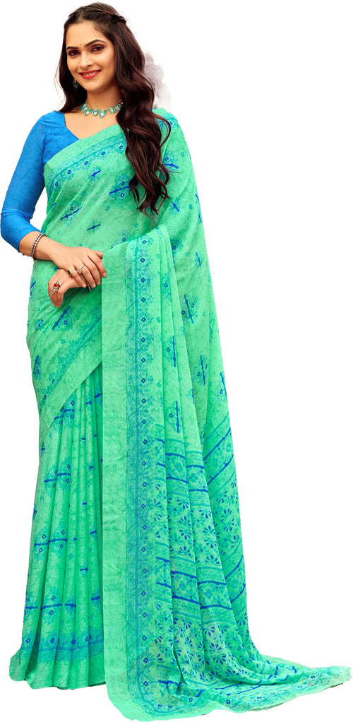 Floral Print Daily Wear Chiffon Saree (Candy Pink)