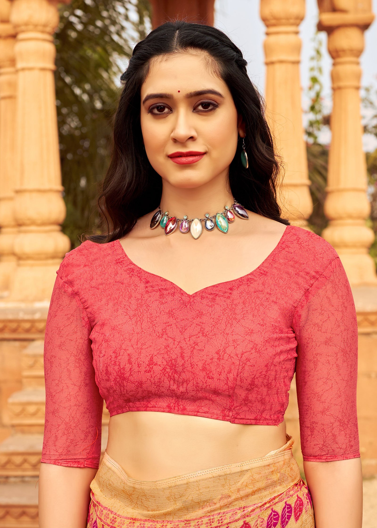 Floral Print Daily Wear Chiffon Saree (Light Orange)