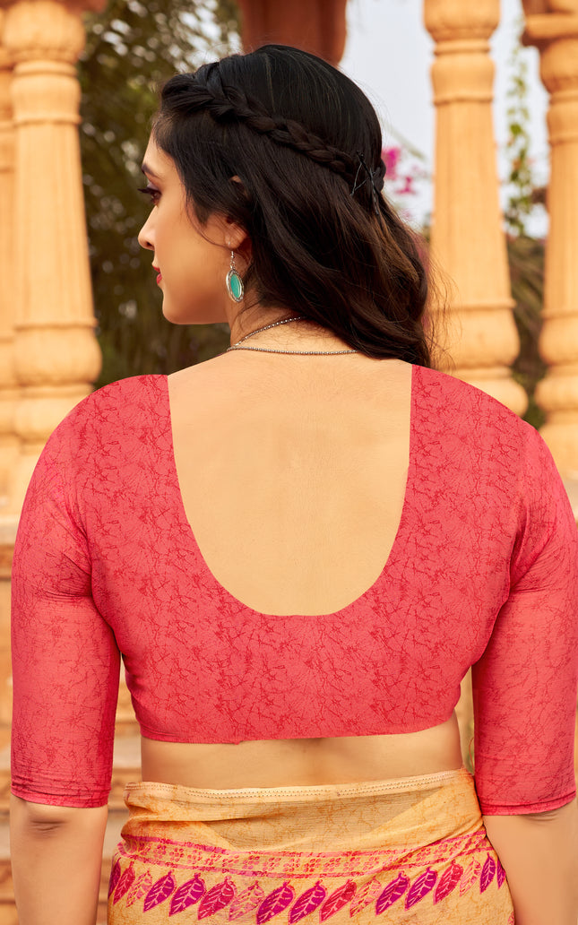 Floral Print Daily Wear Chiffon Saree (Orange)