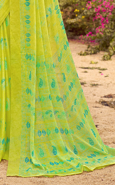 Floral Print Daily Wear Chiffon Saree (Orange)