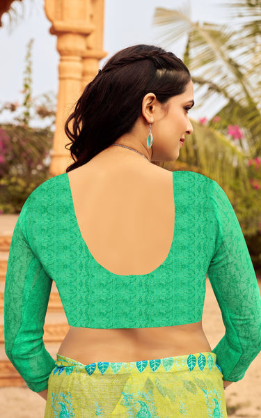 Floral Print Daily Wear Chiffon Saree (Orange)