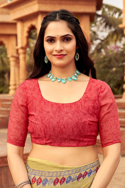 Floral Print Daily Wear Chiffon Saree (Blue)