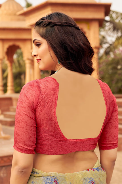 Floral Print Daily Wear Chiffon Saree (Blue)