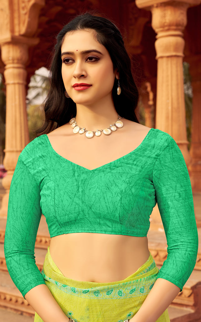 Floral Print Daily Wear Chiffon Saree (Green & Yellow)