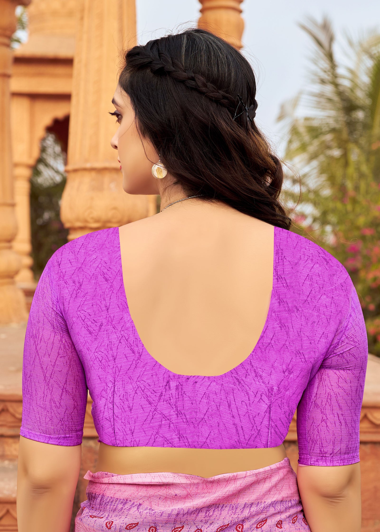 Floral Print Daily Wear Chiffon Saree (Lavender)