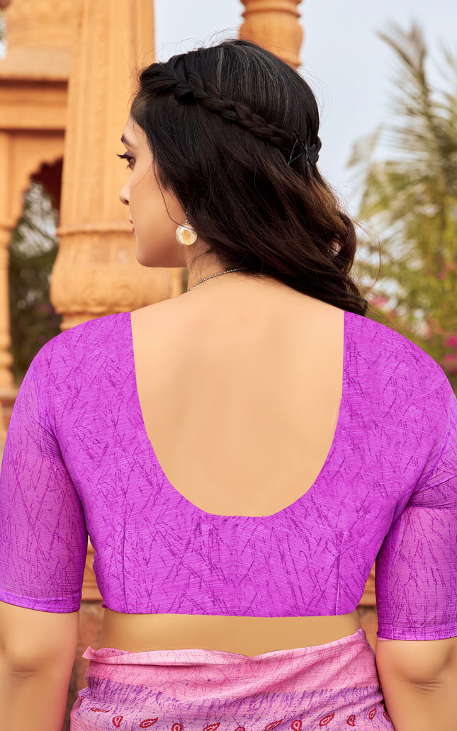 Floral Print Daily Wear Chiffon Saree (Candy Pink)