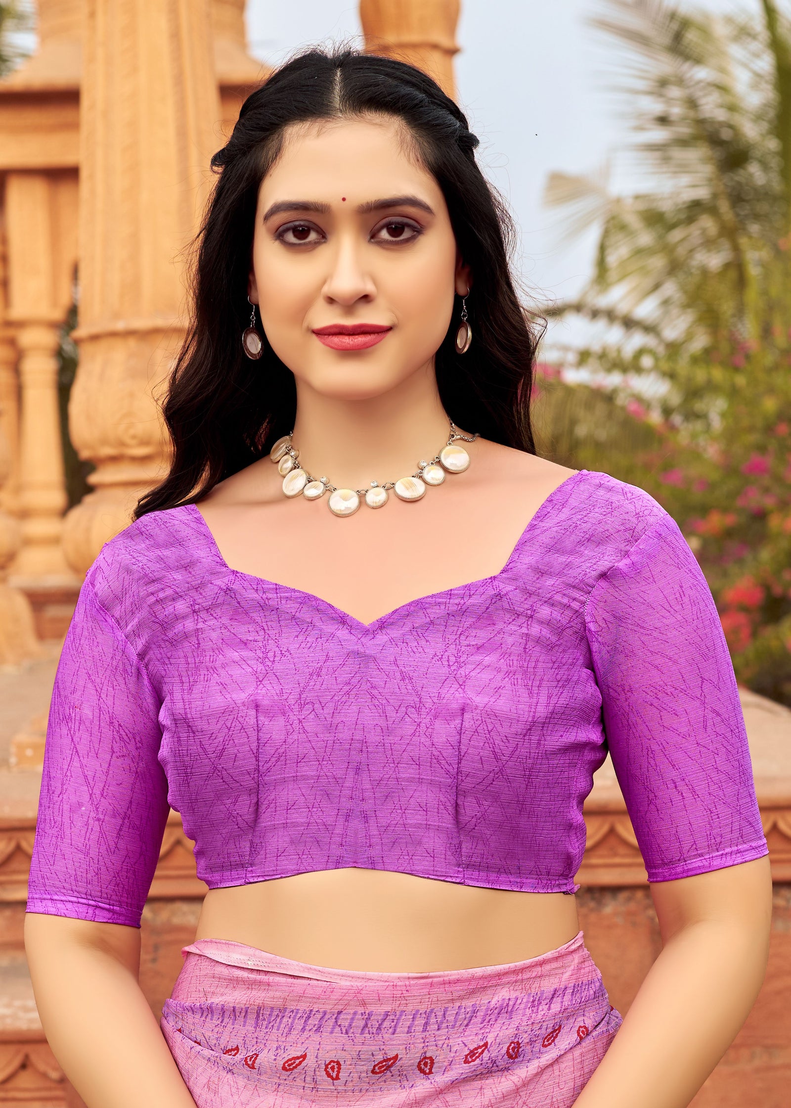 Floral Print Daily Wear Chiffon Saree (Lavender)