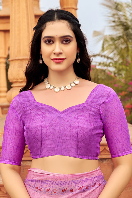 Floral Print Daily Wear Chiffon Saree (Candy Pink)