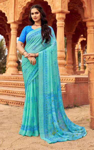 Digital Print, Geometric Print, Graphic Print Chanderi Chiffon, Georgette Saree (Red, Yellow)