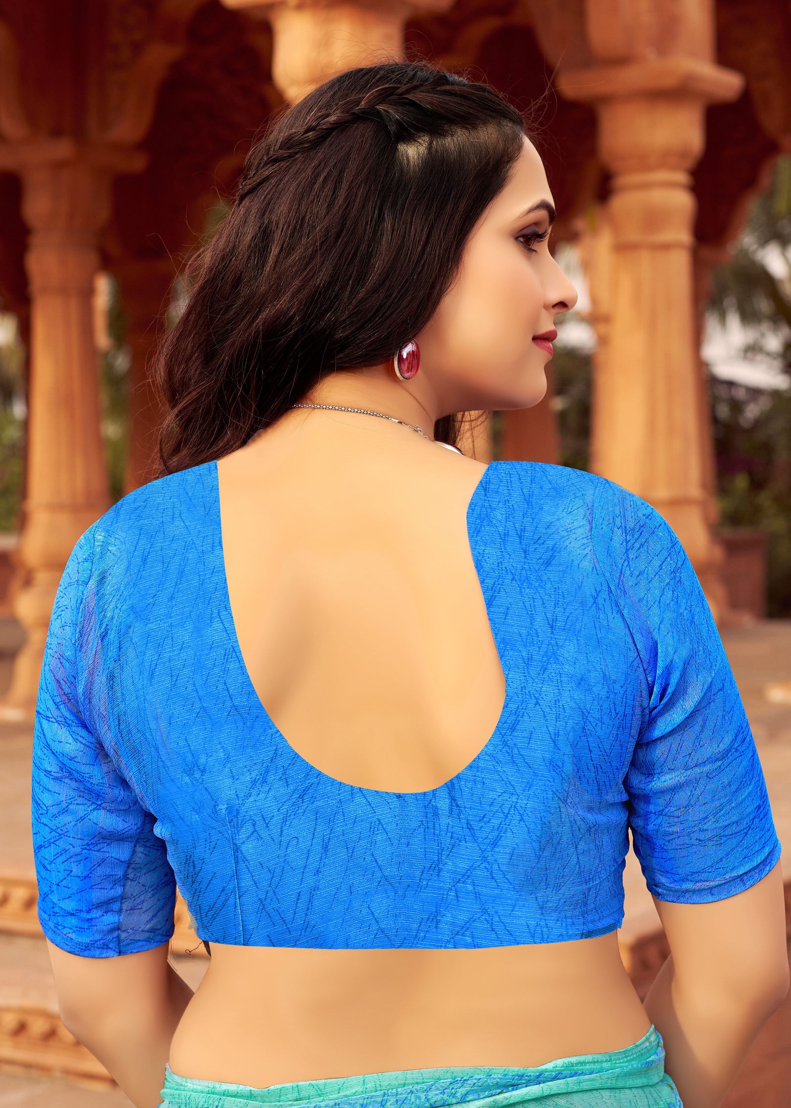 Floral Print Daily Wear Chiffon Saree (Sky Blue)