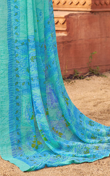 Digital Print, Geometric Print, Graphic Print Chanderi Chiffon, Georgette Saree (Red, Yellow)