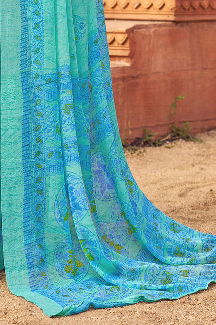 Digital Print, Geometric Print, Graphic Print Chanderi Chiffon, Georgette Saree (Red, Yellow)