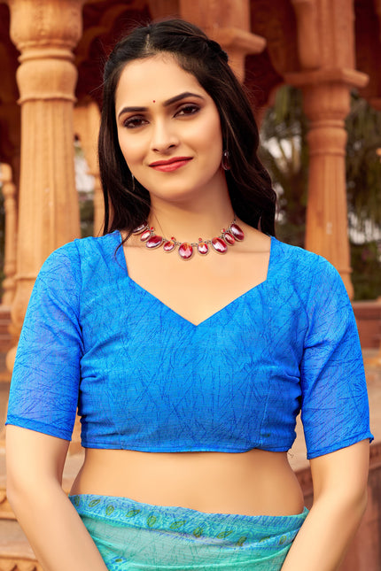 Digital Print, Geometric Print, Graphic Print Chanderi Chiffon, Georgette Saree (Red, Yellow)