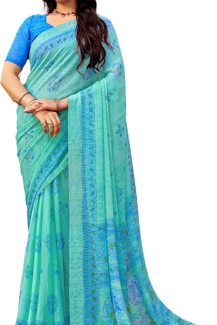 Digital Print, Geometric Print, Graphic Print Chanderi Chiffon, Georgette Saree (Red, Yellow)