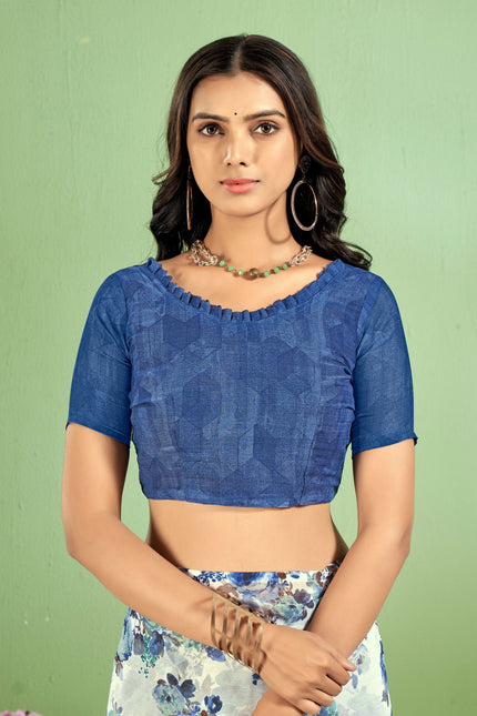 Floral Print Bandhani Chiffon, Lace Saree (Pink)