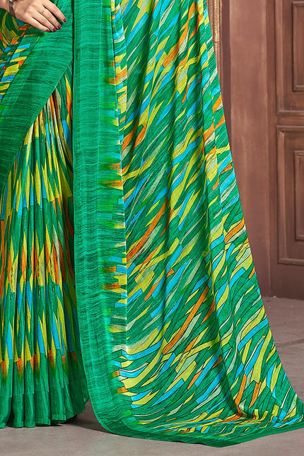 Printed Daily Wear Chiffon Saree (Multicolor)