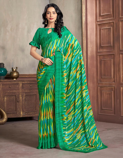 Printed Daily Wear Chiffon Saree (Multicolor)