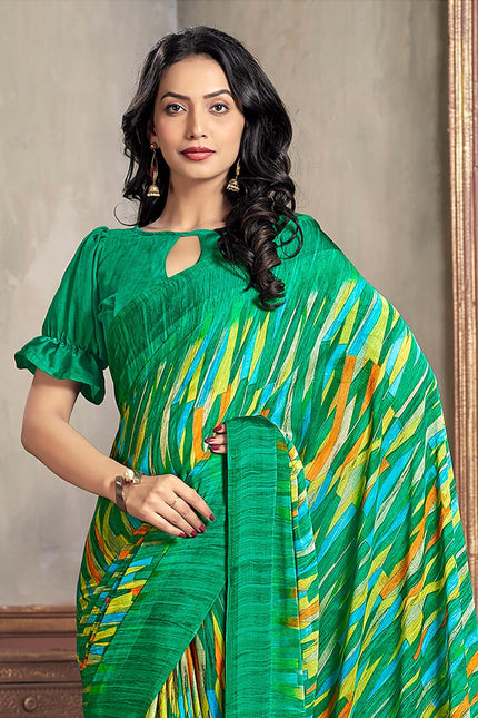 Printed Daily Wear Chiffon Saree (Multicolor)