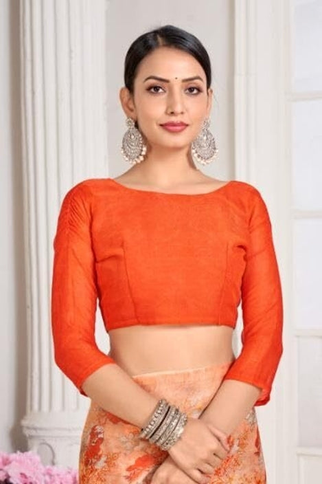 Floral Print, Graphic Print, Printed Bollywood Chiffon, Georgette Saree (Orange)