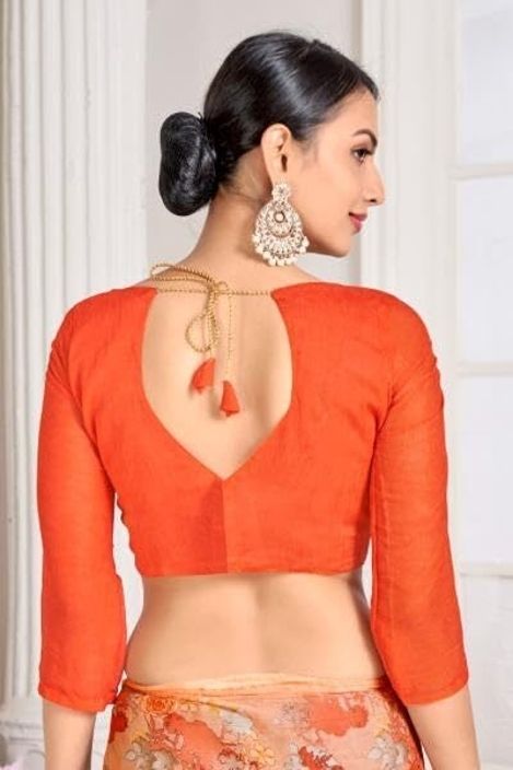 Floral Print Chiffon Georgette Saree (Orange)