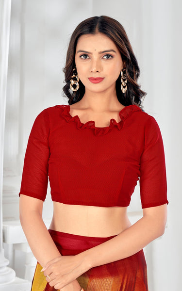 Digital Print, Geometric Print, Graphic Print Bollywood Chiffon, Georgette Saree (Red)