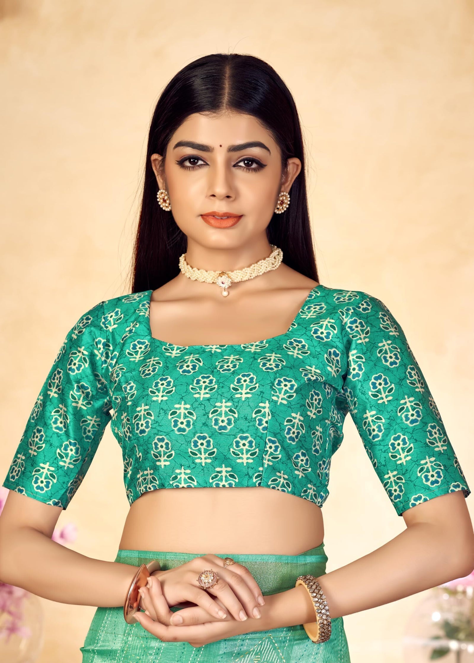 Checkered Shaded Saree with Zari Border and Soft Cotton (Sea Green)