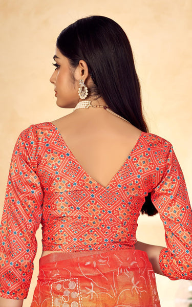 Shaded Saree with Zari Lining and Soft Cotton (Scarlet Red)