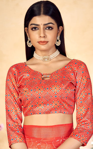 Shaded Saree with Zari Lining and Soft Cotton (Scarlet Red)