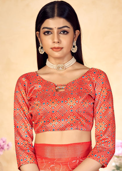 Shaded Saree with Zari Lining and Soft Cotton (Scarlet Red)