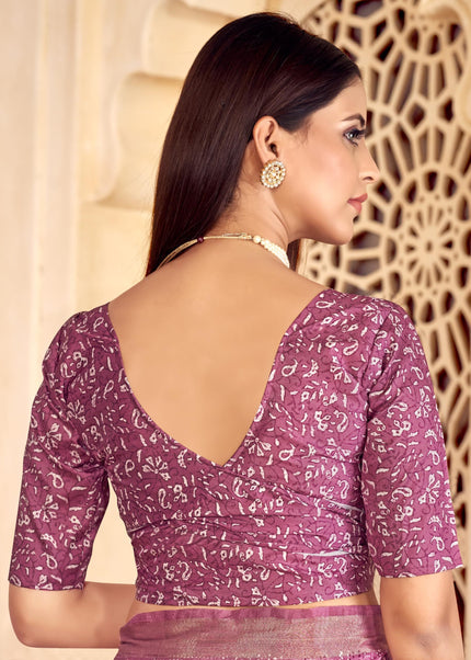 Checkered, Color Block Bollywood Chanderi, Cotton Silk Saree (Light Green)