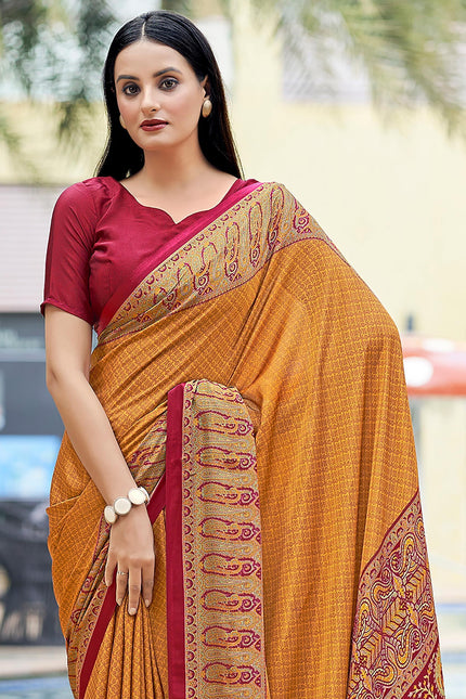 Graphic Print, Printed Bandhani Chiffon, Georgette Saree (Green)