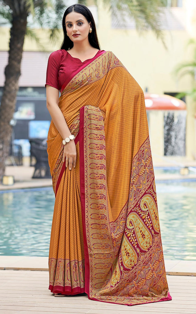 Graphic Print, Printed Bandhani Chiffon, Georgette Saree (Green)