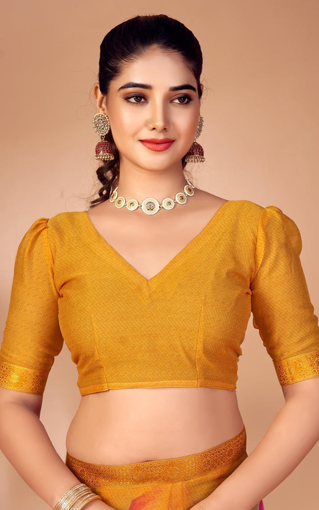 Geometric Print, Graphic Print, Printed Bollywood Chiffon, Lace Saree (Orange)